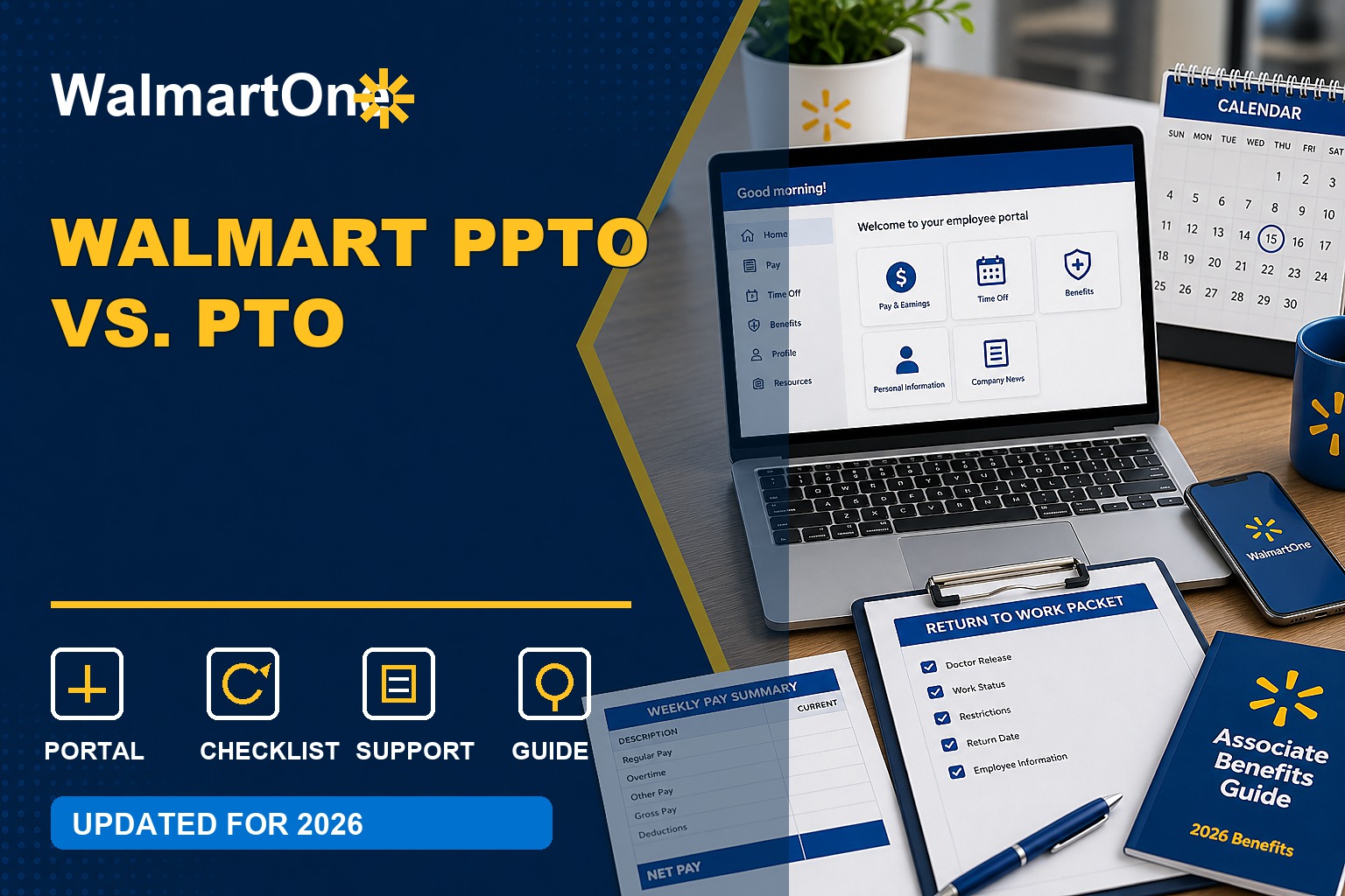 Walmart PPTO vs PTO guide with protected time, regular PTO, schedule, and attendance checklist
